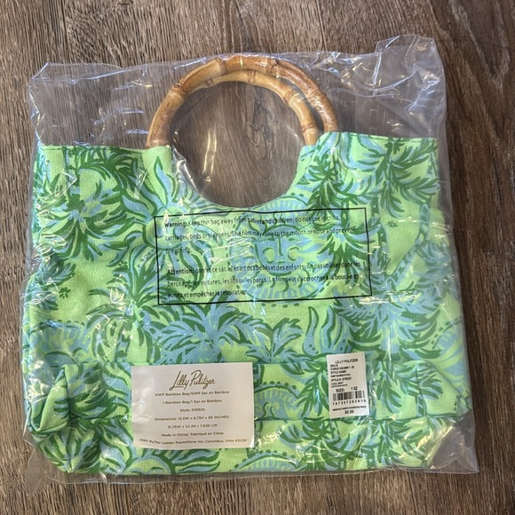 NWT Lilly Pulitzer Green Bamboo Bag! - Picture 3 of 4